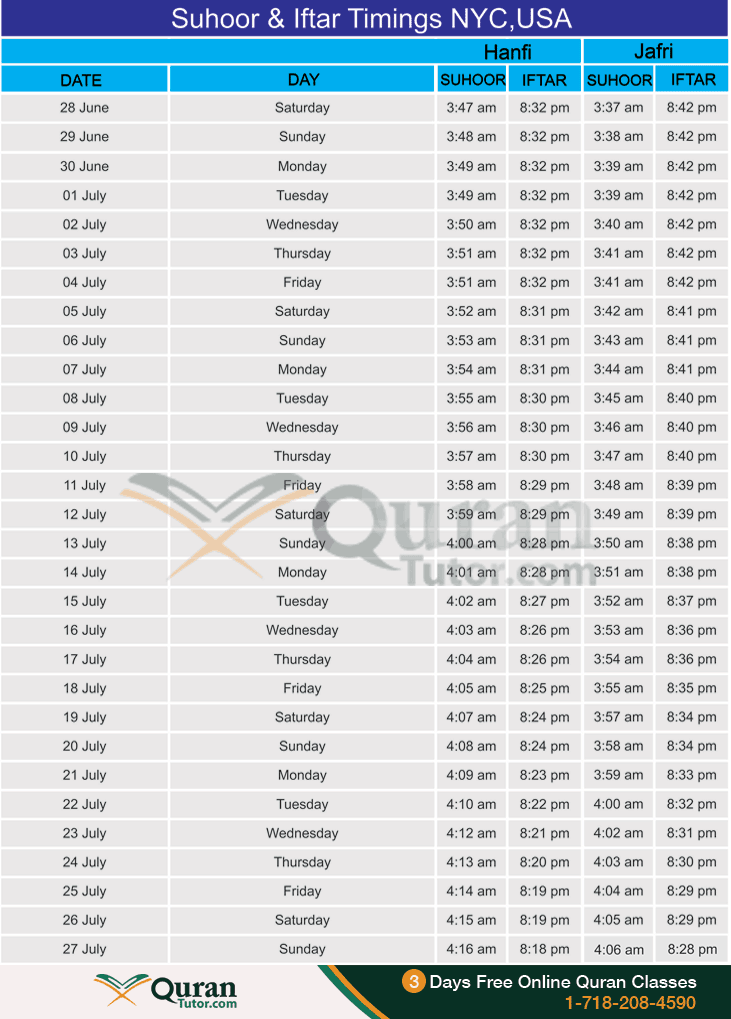 New York Ramadan Calendar