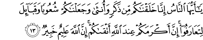 Al Quran Chapter 49 Verse no 13