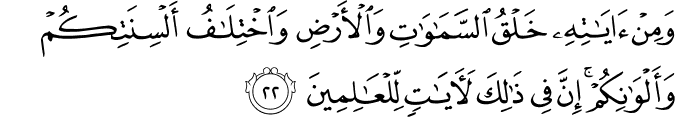 AL Quran Chapter 30 verse no 22